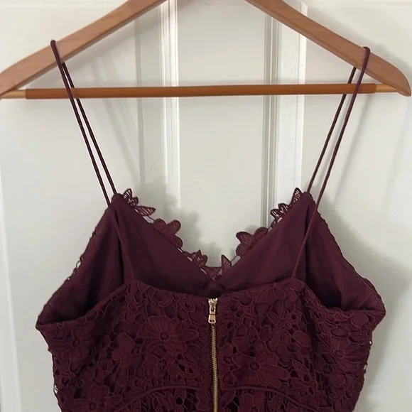 Anthropologie Dress Donna Morgan Renata Lace dress size 12 burgundy - Picture 8 of 11